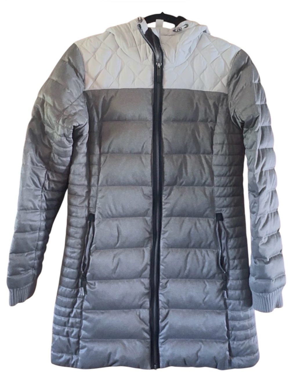 Lole Women's Gray Quilted Hooded Puffer Coat